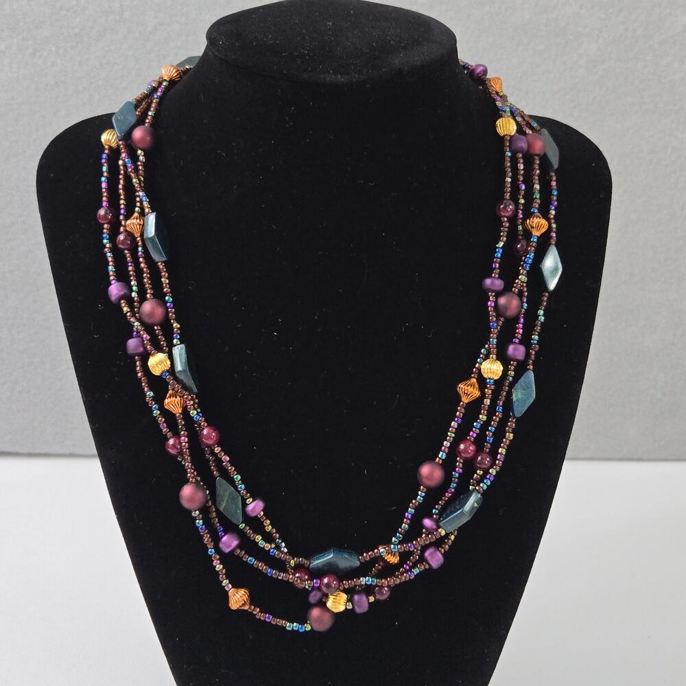 Colorful Bohemian Multi-Strand Mixed Colors Beaded Necklace